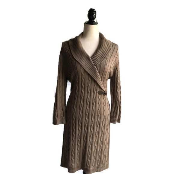 Calvin Klein Dresses & Skirts - Calvin Klein Taupe Sweater Dress-Sz L
